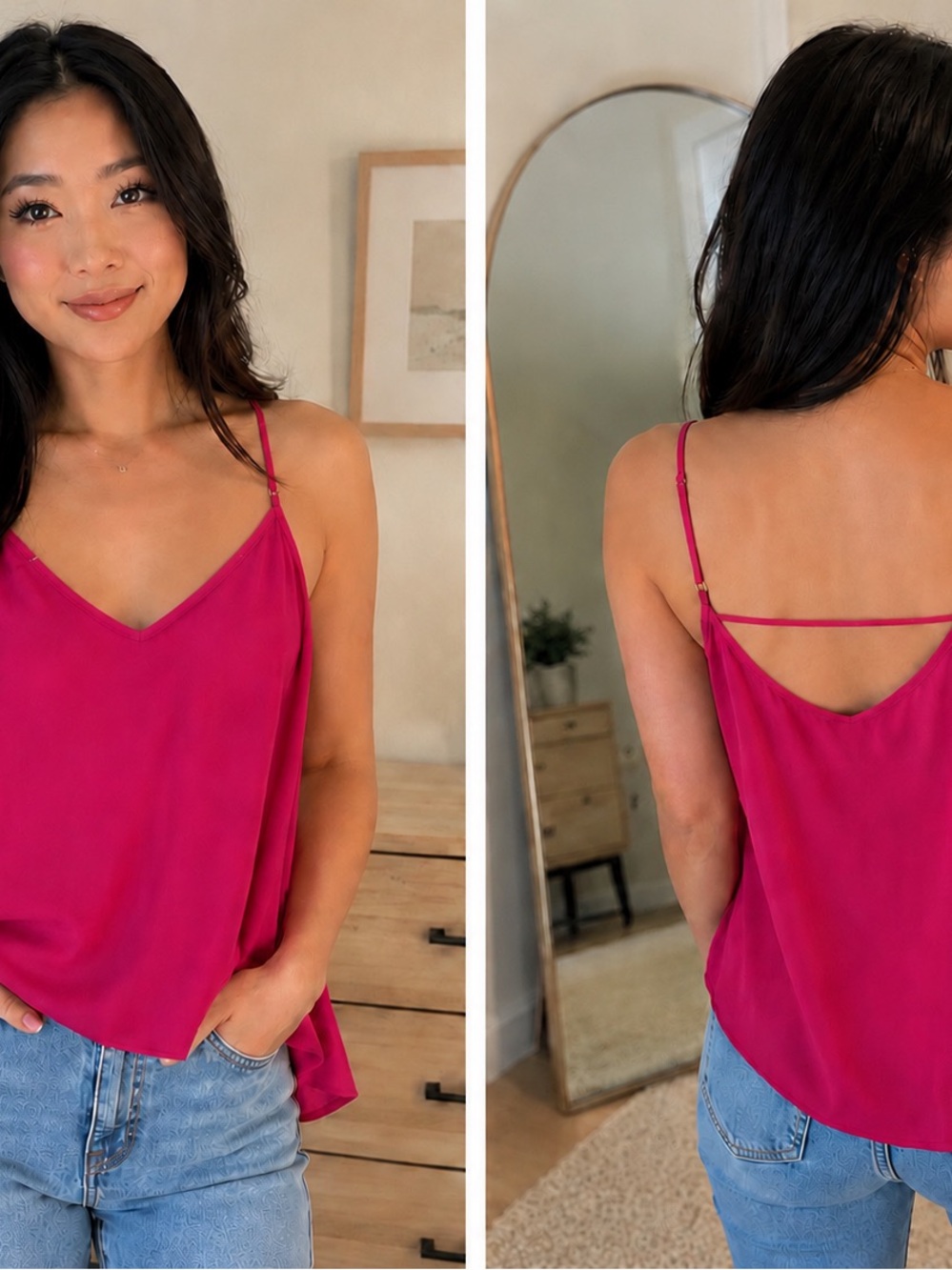 Primark Fuchsia V-Neck Spaghetti Strap Cami